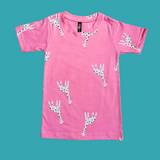 Pink Zebra Print Half Sleeve Kids Coords (Unisex)