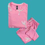 Pink Zebra Print Half Sleeve Kids Coords (Unisex)