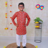 Red Royal Boys Ethnic Kurta Pyjama Set