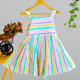 Colorful Stripes - Sleeveless Cotton Frock