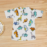 White Dino Kids Coords (Unisex) - Half Sleeve T-Shirt and Full Pant