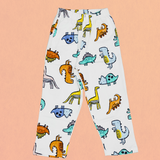 White Dino Kids Coords (Unisex) - Half Sleeve T-Shirt and Full Pant