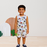 White Paw Kids Sleeveless T-Shirt Shorts Set (Unisex)
