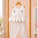 White Peplum Sleeveless Co-ord Set - Full Set Attached Lining