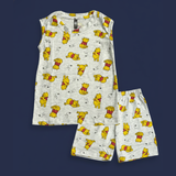Winnie the Pooh Disney Print Kids Sleeveless T-Shirt Shorts Set (Unisex)